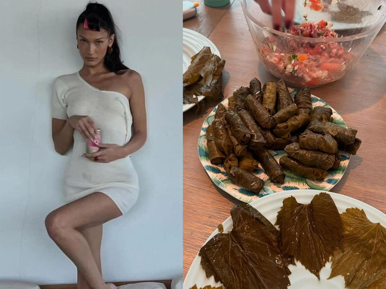 Bella Hədidin dolma bükməsi maraq doğurdu  FOTO