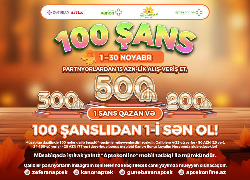 Kanon Bonus Loyallıq Proqramından Möhtəşəm "100 Şans" Müsabiqəsi!