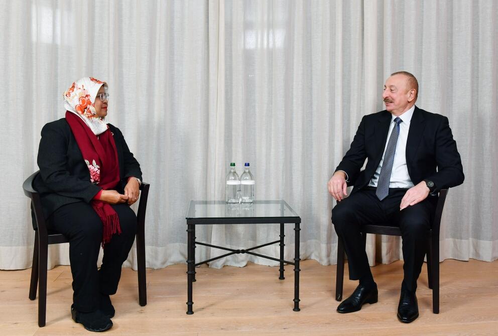 İlham Əliyev Davosda BMTnin Məskunlaşma Proqramının icraçı direktoru ilə görüşüb  FOTO