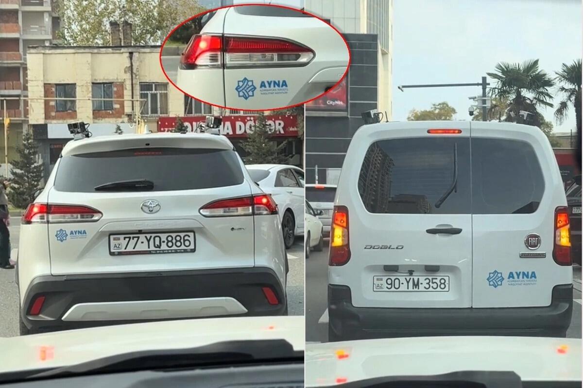 Bakıda AYNAnın xüsusi avtomobilləri sürücüləri CƏRİMƏLƏYİR  VİDEO