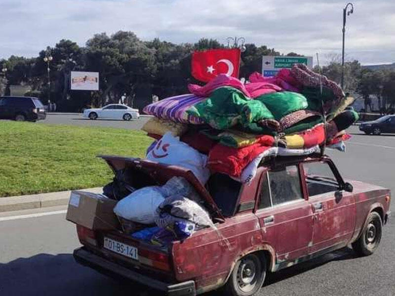 Türkiyəyə yardım aparan köhnə maşının sahibi bu şəxsdir  VİDEO  FOTO