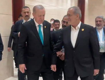 Ərdoğan əlini buraxmadı, Pezeşkian isə farsca...  Video