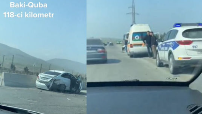 BakıQuba yolunda iki avtomobil toqquşdu