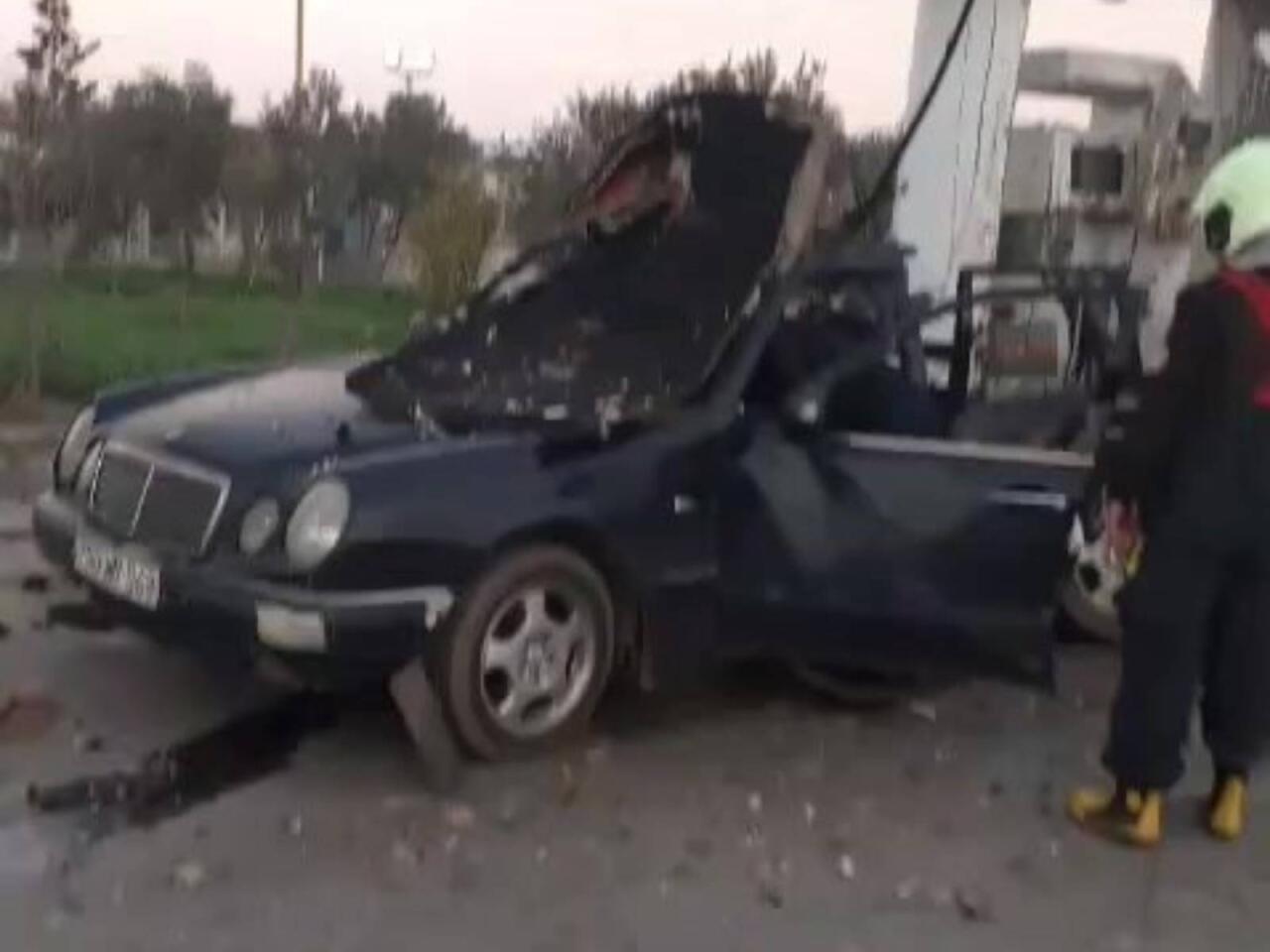 "Mercedes"in partladığı yerdən görüntülər  VİDEO
