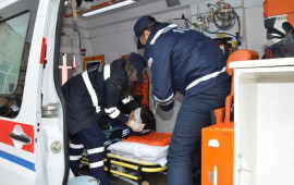 Sabirabadda ambulans qəzaya düşüb 