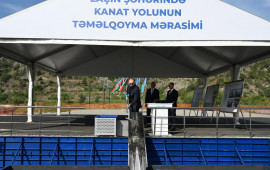 İlham Əliyev Laçın kanat yolunun təməlini qoyub  FOTO