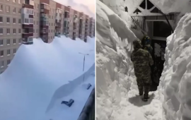 Buz d&ouml;vr&uuml;n&uuml; xatırladan g&ouml;r&uuml;nt&uuml;lər: qar 4c&uuml; mərtəbəyə &ccedil;atdı 