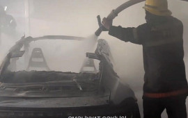 Bakıda təmir sexində yanğın  "Porsche" yandı