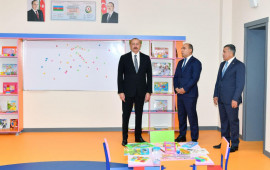 Prezident Xırdalanda yeni məktəb binasının açılışında iştirak edib  FOTO