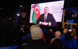 Aksiya iştirakçıları Prezident İlham Əliyevin xalqa müraciətini izləyiblər  FOTO