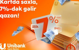 Pulunu Unibank kartında saxla, 7 % gəlir qazan!