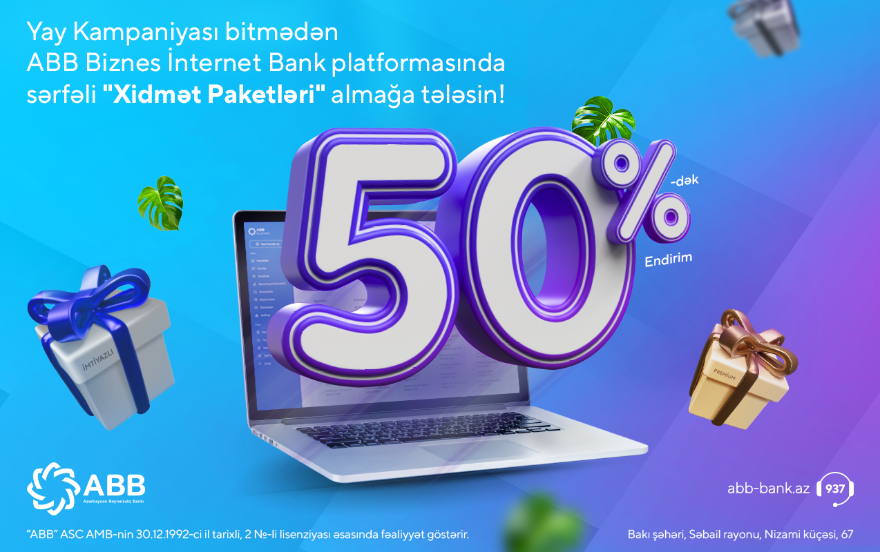 ABBnin bizneslər üçün xidmət paketləri 50 %dək endirimlə