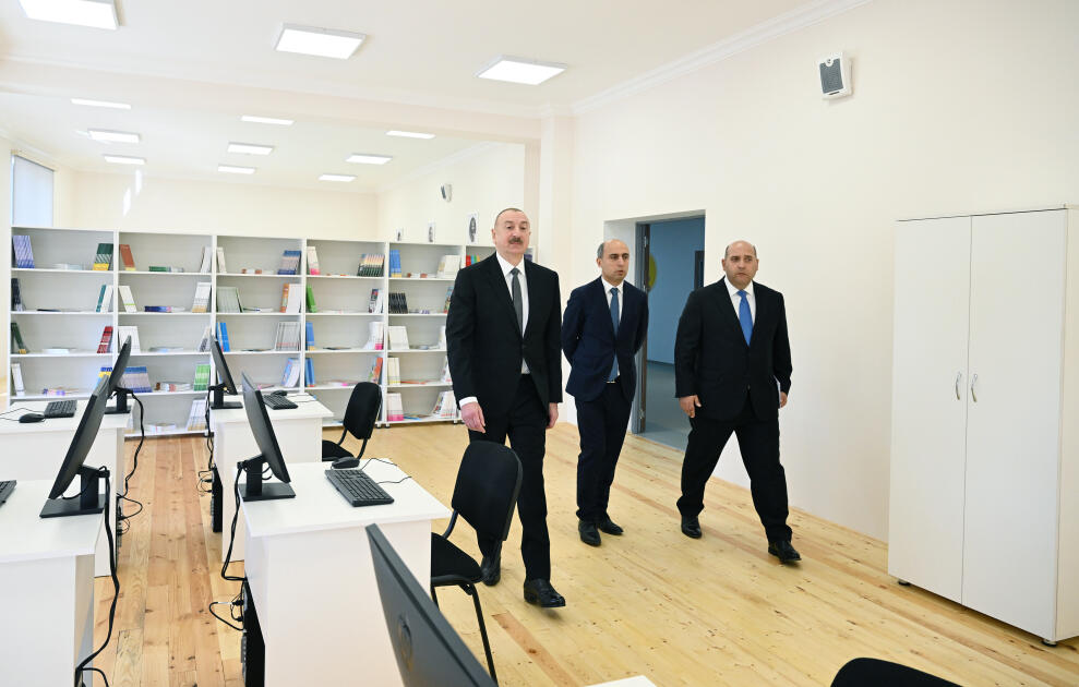 Prezident Ağdamda Kəngərli kənd tam orta məktəbinin binasının açılışında iştirak edib  FOTO