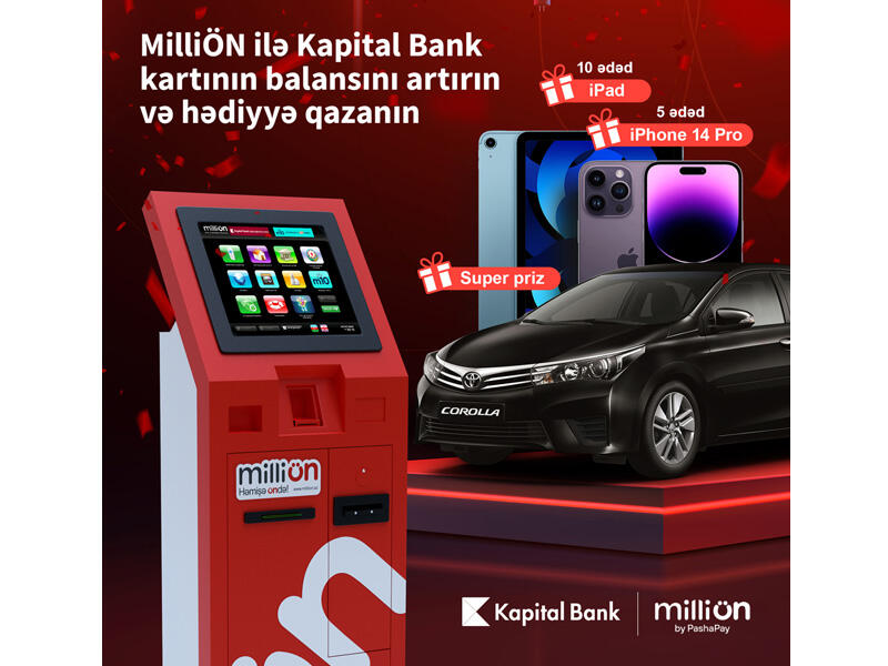 MilliÖNdə Kapital Bank kartı balansını artır və hədiyyə qazan
