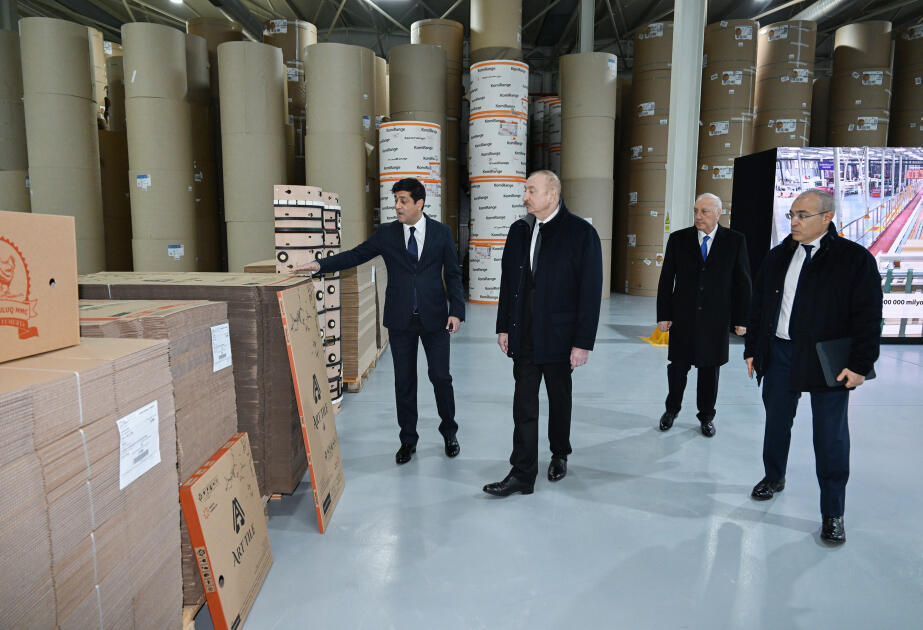 Sumqayıt Sənaye Parkında karton və qutu taralarının istehsalı m&uuml;əssisəsinin a&ccedil;ılışı olub  FOTO