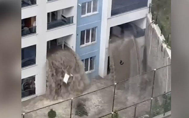 Ankarada leysana görə binanın alt mərtəbələrini su basdı  VİDEO
