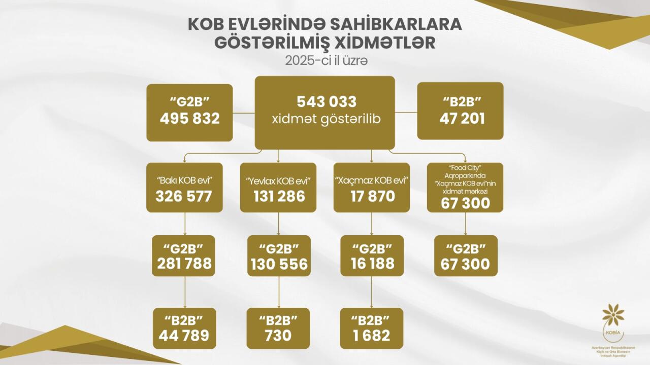 &Ouml;tən il KOB evlərində sahibkarlara 543 mindən &ccedil;ox xidmət g&ouml;stərilib