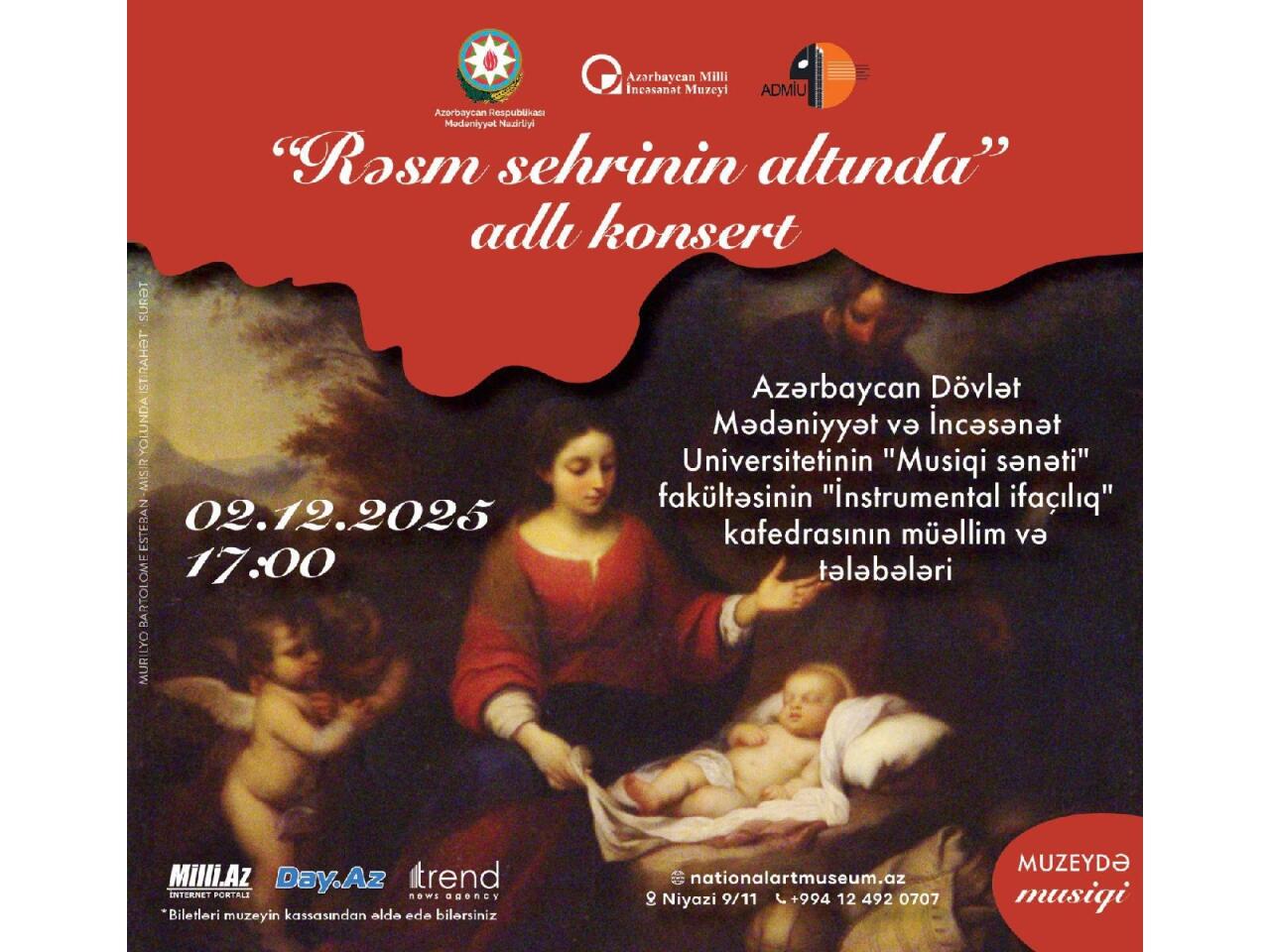 Azərbaycan Milli İncəsənət Muzeyində “Rəsm sehrinin altında  Barokkodan bu günə… “ adlı konsert proqramı keçiriləcək