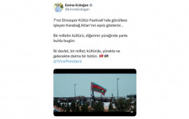 “Bir millət, iki dövlət”  daim bir, bütöv  Əminə Ərdoğan