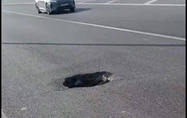 Aeroport yolunda təhlükəli vəziyyət  FOTO