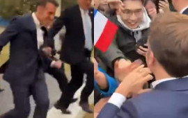 Makron onlarla görüşə qaçaqaça getdi  VİDEO